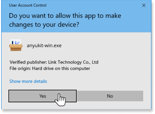 Click 'Yes' to continue